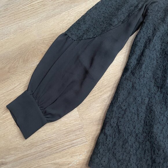 Tuckernuck Rosalee Blouse black size XL lace long sleeve sheer high neck top - Picture 13 of 13